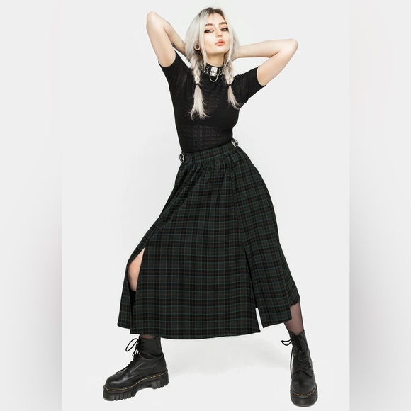 Disturbia Nightingale Buckled Check Midi Skirt - Picture 4 of 15